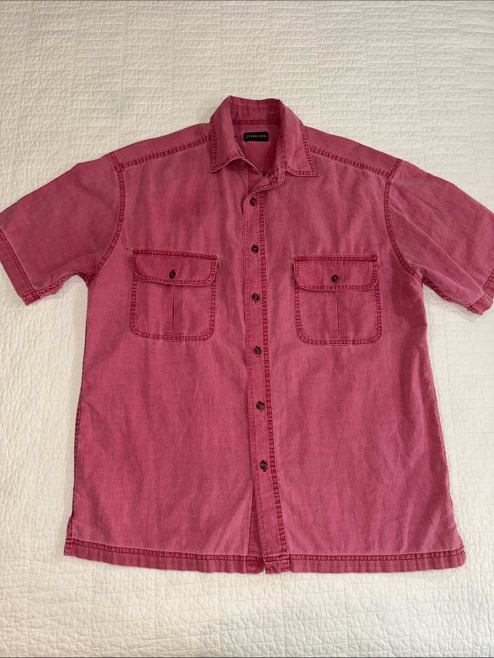 Vintage St Johns Bay Faded Red Workwear Button Up XL 90’s Distressed Shirt